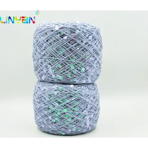 New 2 pieces *250g 100% cotton yarn+6mm and 3mm sequins yarn for hand knitting paillette sparkling Shiny garment accessory t52