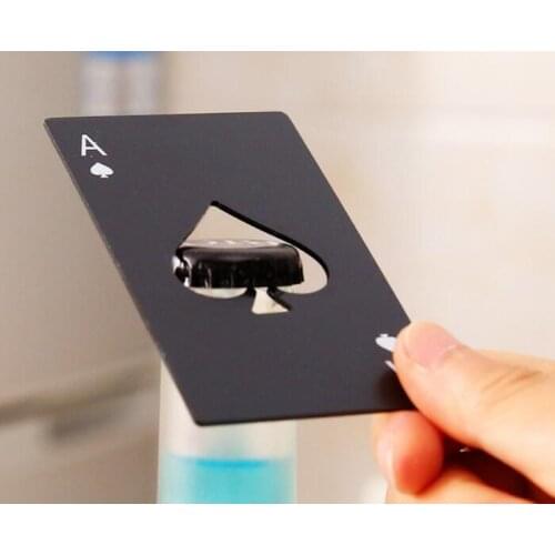 300pcs New Poker Card Beer Bottle Opener Personalized Stainless Steel Credit Card Bottle Opener Card of Spades Bar Tool