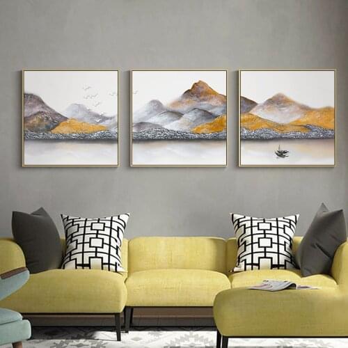 New Chinese Style Foggy Mountain Forest Lanscape Canvas Painting Poster And Print Wall Art Pictures For Living Room Home Decor