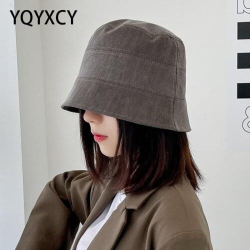 YQYXCY Bucket Hat Fisherman Cap Outdoor Sun Visor Simple Fashion Korean Summer Hats For Women Sunshade