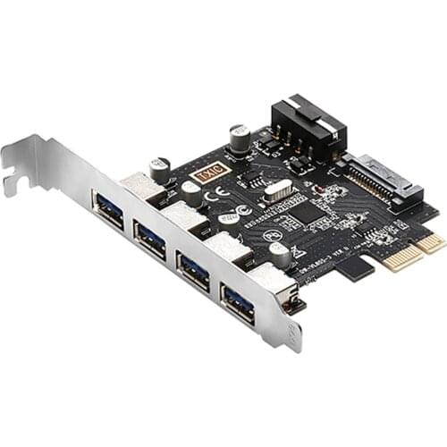 PCI-E to USB3.0 4-Port Adapter Expansion Card Connector Dual Interface for Windows XP Vista Windows 7 Linux Windows 8