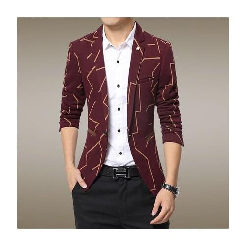 Blazer Men Autumn 2020 Korean Slim Fit Suit Fashion Stripe Single Button Plus Size M-3XL Mens Blazer Casual Mens Jacket HJ491