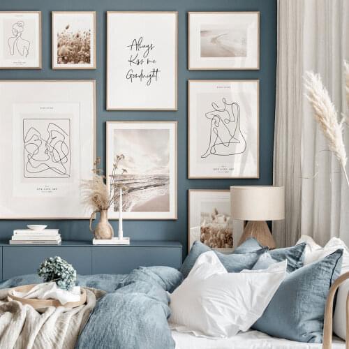 Beach Glass Poster Abstract Canvas Painting Quote Nordic Line Art Print Modern Waves Wall Picture For Living Room Home Decor