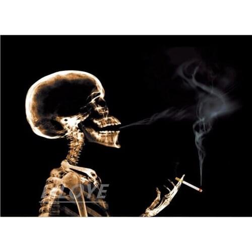 Full Square Round 5D DIY Diamond Painting Smoking skull 3D Embroidery Pictures Paste Rhinestones Cross Stitch Arts Decor DF550