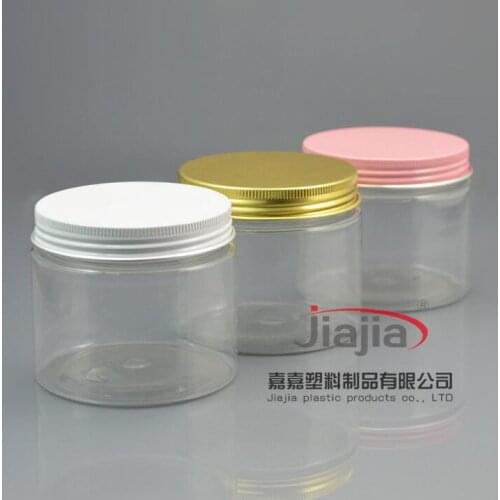 180g Transparent PET Round jar Cosmetic, 180ml clear PET Empty Container with white/pink/gold aluminum lid,Makeup Packaging