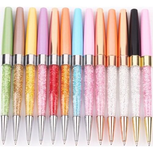 10pcs/Lot Newest Crystal pens Beautiful Design Crystal Ballpoint Pen Filled With Crystal for Wedding Gift and Office School