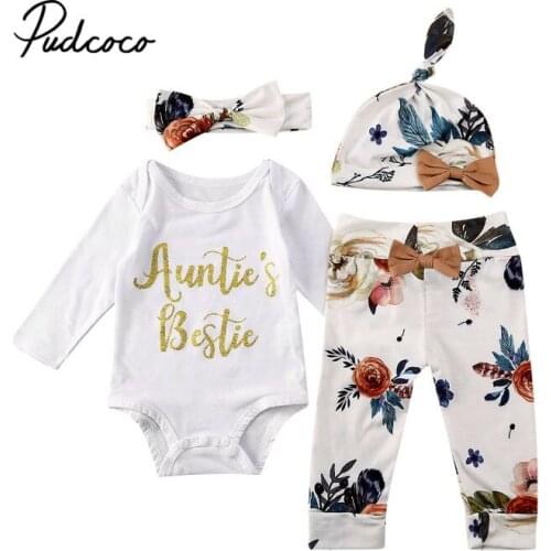 Pudcoco Baby Girl Suit 0-24M 2020 Hot Sale Newborn Infant Baby Girls Clothes Playsuit Bodysuit + Floral Pants Outfit