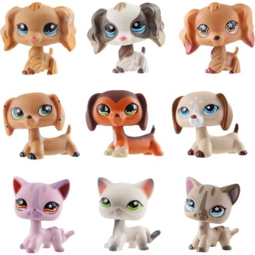 Rare pet shop lps toy standing short hair cat pink dog original dachshund dogboutique shepherd dog big dad dog children toy gift