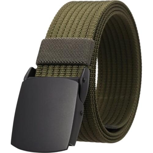 High QualityFashion Male Black Nylon Belt Outdoor Metal Automatic Buckle Canvas Belts Casual Pants Cool Wild luxury Waist Belts