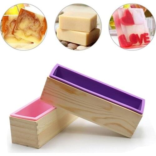 Silicone Handmade Soap Mold Wooden Box DIY Rectangular Loaf Mold Toast Cake Mould Decorating Form Soap Making Tools