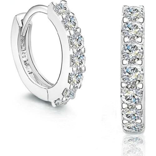 Sinya 925 sterling silver hoop earring fashion round design for women with high luster Cubic Zirconia fine jewelry sale Hot