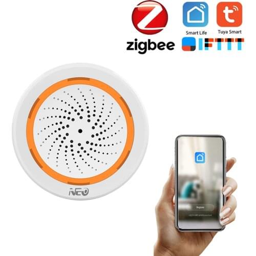NEO Tuya Smart Zigbee Temperature Humidity Sensor Built-in Siren Alarm Sensor Work with Gateway Hub Home Automation Scene