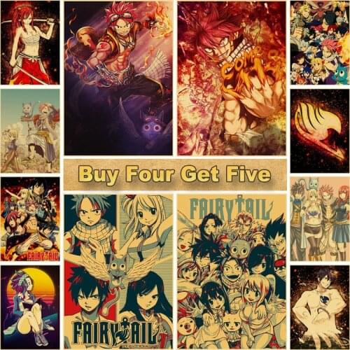 Modern Home Decor Anime Fairy Tail Posters Wall Stickers Retro Poster HD Prints Living Room Bedroom Bar Decoration Painting