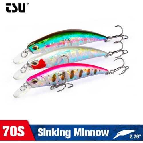 TSURINOYA 70mm 8.9g 3pcs Sinking Minnow DW75 Fishing Lure Set Saltwater Freshwater Trout Hard Bait Pike Bass Jerkbait Wobbler