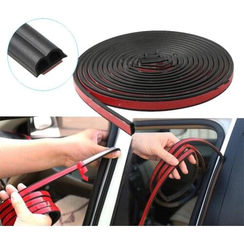 Universal 5M/16FT Car Door Weatherstrip Rubber Trunk Hood Seal Strip B Shape Type Edge Insulation Trim Dustproof Free Adhesive