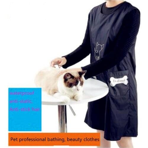 Cat dog Waterproof Pet Grooming Apron with pockets bathing suit anti-stick hair anti-splash sleeveless apron