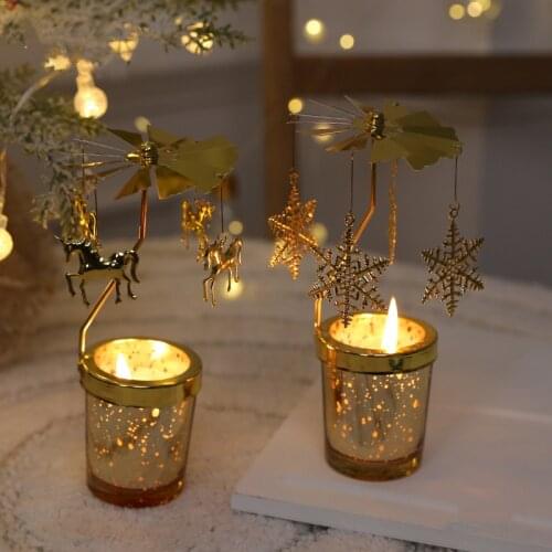 European-style Rotating Candle Holders Glass Candlelight Dinners Wedding Props Romantic Golden Candle Holders Home Decorations