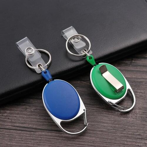 1PC Retractable Pull Keychain Badge Reel ID Lanyard Name Tag Card Holder Reels Belt Key Ring Chain Clips