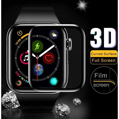 Protective Glass for Apple Watch 42mm 38mm 3D Full Cover Curved Tempered Glass on Series 1/2/3/4 40mm 44mm Screen Protector Film