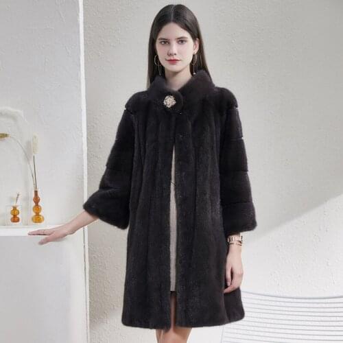 2020 female mink fur in the long winter fashion the mink coat made tie drill fur coat