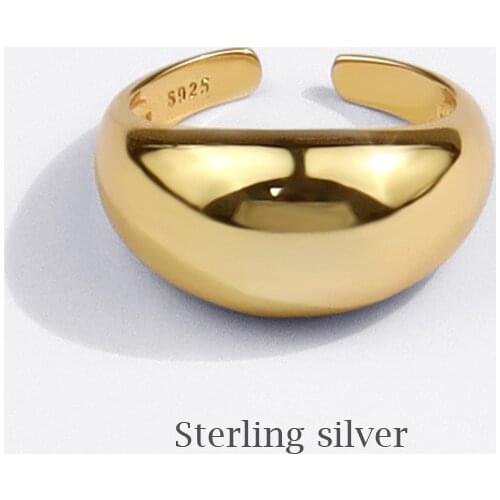 VENTFILLE 925 Sterling Silver Ring for Women Men Smooth Geometric Finger Ring Adjustable Party Jewelry Wholesale
