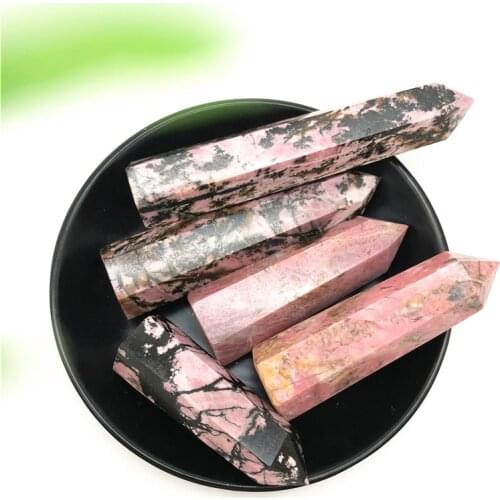 1PC Natural Rhodonite Crystal Point Healing Wand Stone Mineral Crystal Home Decoration Natural Stones and Minerals