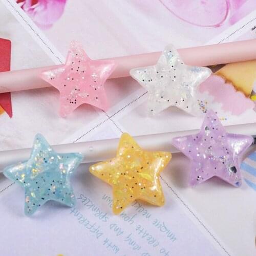 100pcs/lot 30mm Cute Resin Glitter Five-Pointed Star Cabochon For Scrapbooking Craft Jewellery DIY Decorative Embellishment