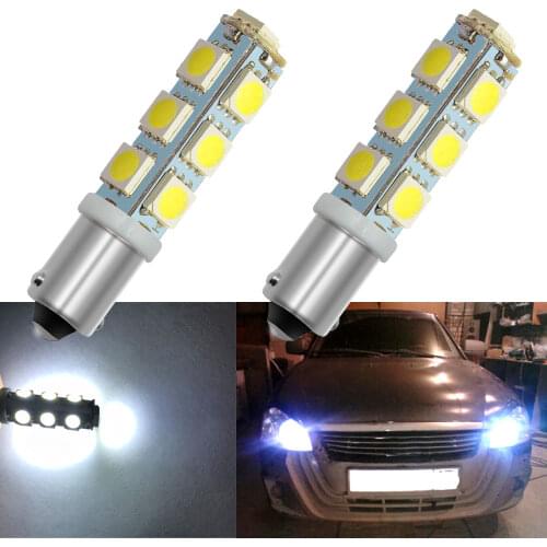 2pcs White Car Side Tail Light License Plate Bulb Ba9s 13Led T4w Pure 5050 13SMD Backup Lamp Turning Brake Trunk Dashboard Light