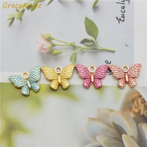 4pcs mix Enamel Cute Butterfly Charms Collar Pendants DIY Necklace Earrings Jewelry Marking Jewelry Accessories Hair crafts