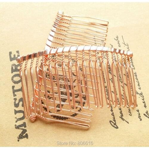 80*40MM 20PCS ( Rose Red Gold) Metal Hair Comb Claw Hairpins DIY Hair Accessories Findings & Components