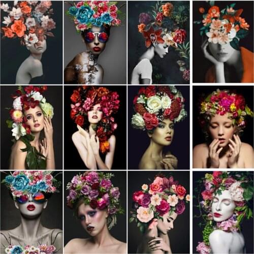 DIY 5D Diamond Painting Modern Flower Women Portrait Full Square Diamond Embroidery Cross Stitch Hobbies and Crafts Home Decor