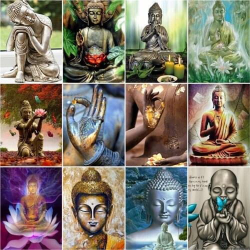 AZQSD Picture By Number Buddha Acrylic Modern Wall Art Oil Painting By Numbers Canvas Figure Kits Handpainted Home Decor