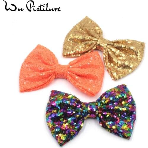 7"Super Big Messy Sequin Bows Headband Hair Bow WITHOUT Hair Clips,Hair Band Hair Accessories 38 colors 10pcs/lot