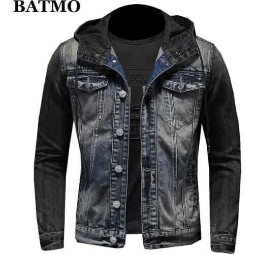 BATMO 2020 new arrival high quality casual denim hooded jackets men,mens casual jackets,plus-size M-4XL H0613
