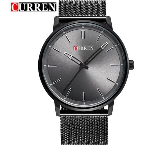 CURREN Luxury Watch Men Brand Men Watches Ultra Thin Stainless Steel Mesh Band Quartz Wristwatch Fashion casual watches