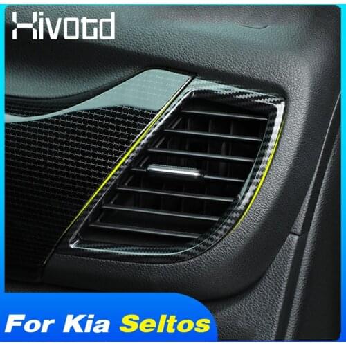Central Control Air Outlet Covers Trim Sticker Carbon Car-styling Modification For Kia Seltos 2020 2021 Interior Accessories
