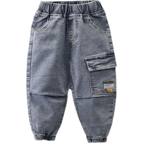 Baby Boys Pants Spring and Autumn 2021 New Childrens Cartoon Kids Jeans Clothes Boys Girls Spring Style Foreign Jeans 2-7T