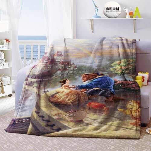 Disney Cartoon Beauty and The Beast Series Design Soft Comfort Blanket for Boys and Girls Bed Sofa Furniture Home Textile