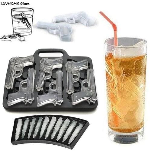 Creative Gun Bullet Skull Shape Ice Cube Maker DIY Ice Cube Tray Chocolate Mold Home Bar Party Cool Whiskey Wine Ice Cream Tool