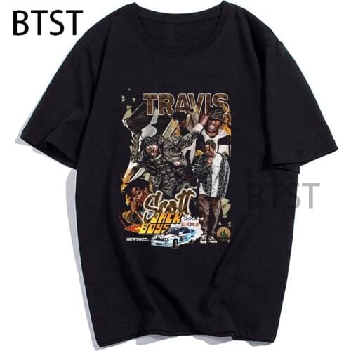 TRAVIS SCOTT Print Men Womens Fashion Funny Casual Summer Short-Sleeved O-neck Harajuku Style Black T-Shirt Tops 90s