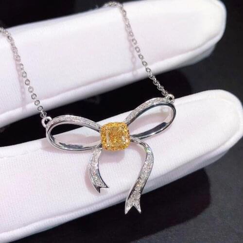 H711 Pure 18 K Gold Jewelry AU750 G18K Natural 100% Nature Yellow Diamonds 0.51ct Pendant Gemstone Necklaces for Women
