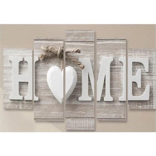 Five pieces of LOVE HOME Wall Painting Modern Canvas For Home Living Room Bedroom Office Wall Decor