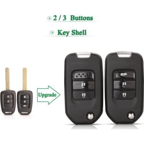 Bilchave 10pcs For Honda FIT XRV VEZEL CITY JAZZ CIVIC HRV FOB Modified Flip 2/3 Buttons Remote Car Key Shell Case Replacement