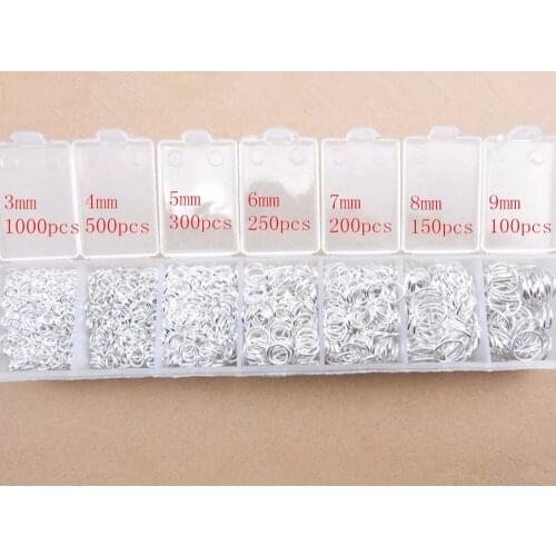 Free wholesale Lot 2400pcs 3-4-5-6-7-8-9mm 925 Sterling Silver Components 925 silver jewelry findings jump rings a box FY-23