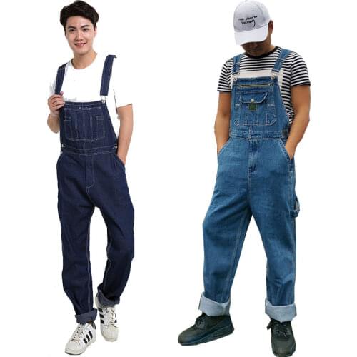 Denim overalls Mens Plus Size 28-46 48 50 Overalls Large Size Huge Denim Bib Pants Fashion Pocket Jumpsuits Jeans For Men