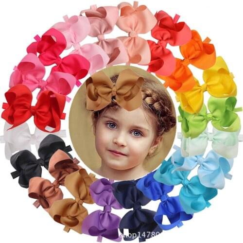 30 Colors 6 Inch Girls Large Grosgrain Ribbon Hair Bows Clips for Toddlers Kids Girls Big Hair Bows Alligator Clips Accessories