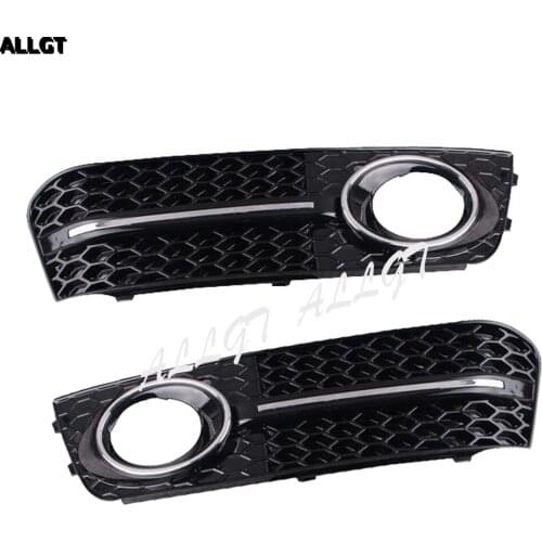 Car 2PCS Glossy Line Fog Light Grille Grill Cover Black For 2009 2010 2011 VW Audi B8 A4