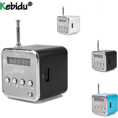 TD-V26 Speaker Mini FM Radio Receiver MP3 Music Player LCD soundbar Micro SD TF Music Stereo Loudspeaker for Laptop