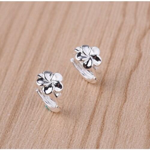 Fashion Women 925 Silver Flower Clip Earrings Jewelry Wholesale Drop Shipping