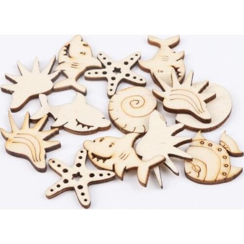 Natual Ocean Animal Pattern Wooden Scrapbooking Art Collection Craft for Handmade Accessory Sewing Home 25mm 20pcs MZ170